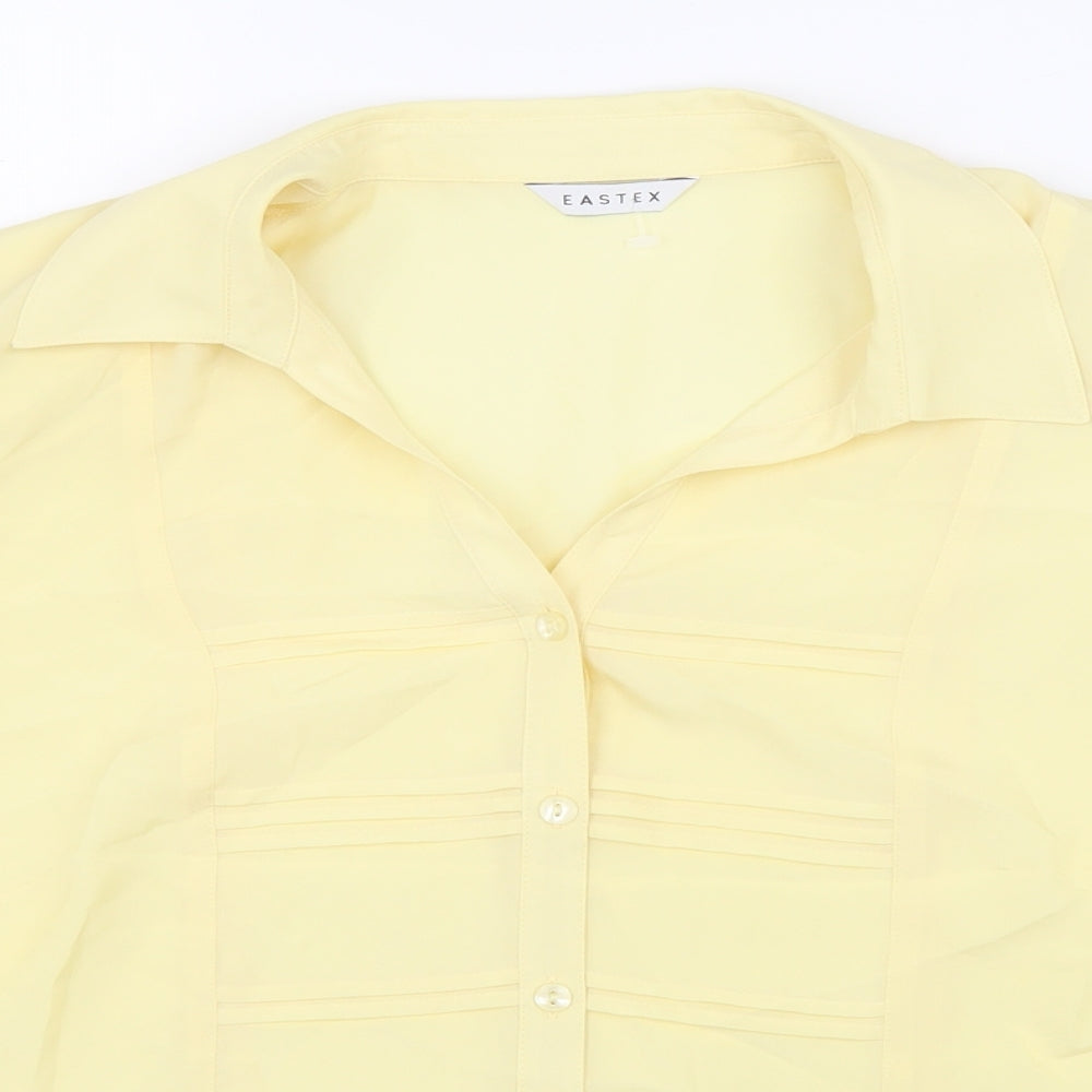 Eastex Womens Yellow Polyester Basic Button-Up Size 14 Collared