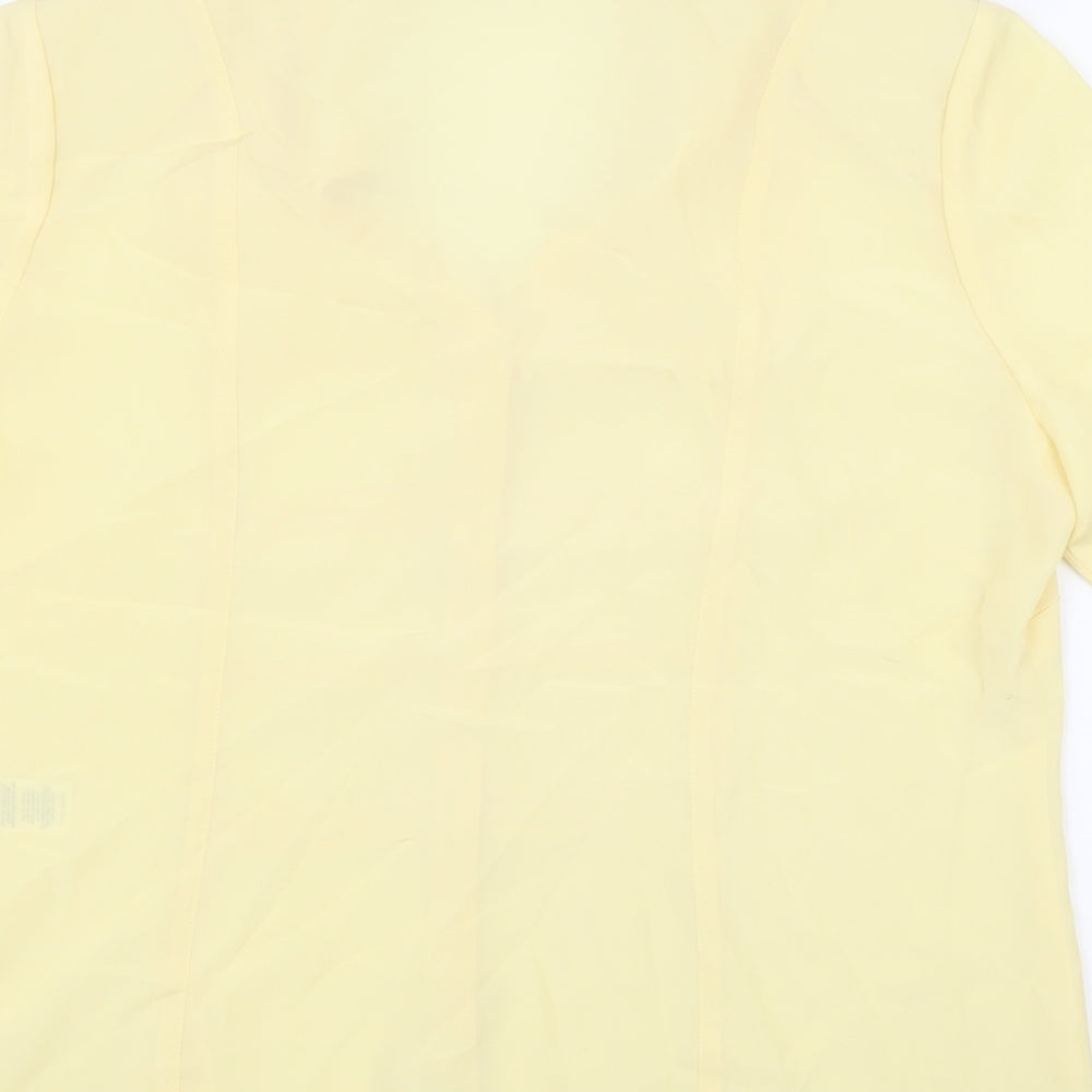 Eastex Womens Yellow Polyester Basic Button-Up Size 14 Collared