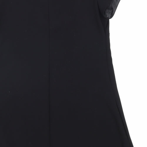 Miss Selfridge Womens Black Polyester A-Line Size 12 Round Neck Hook & Eye