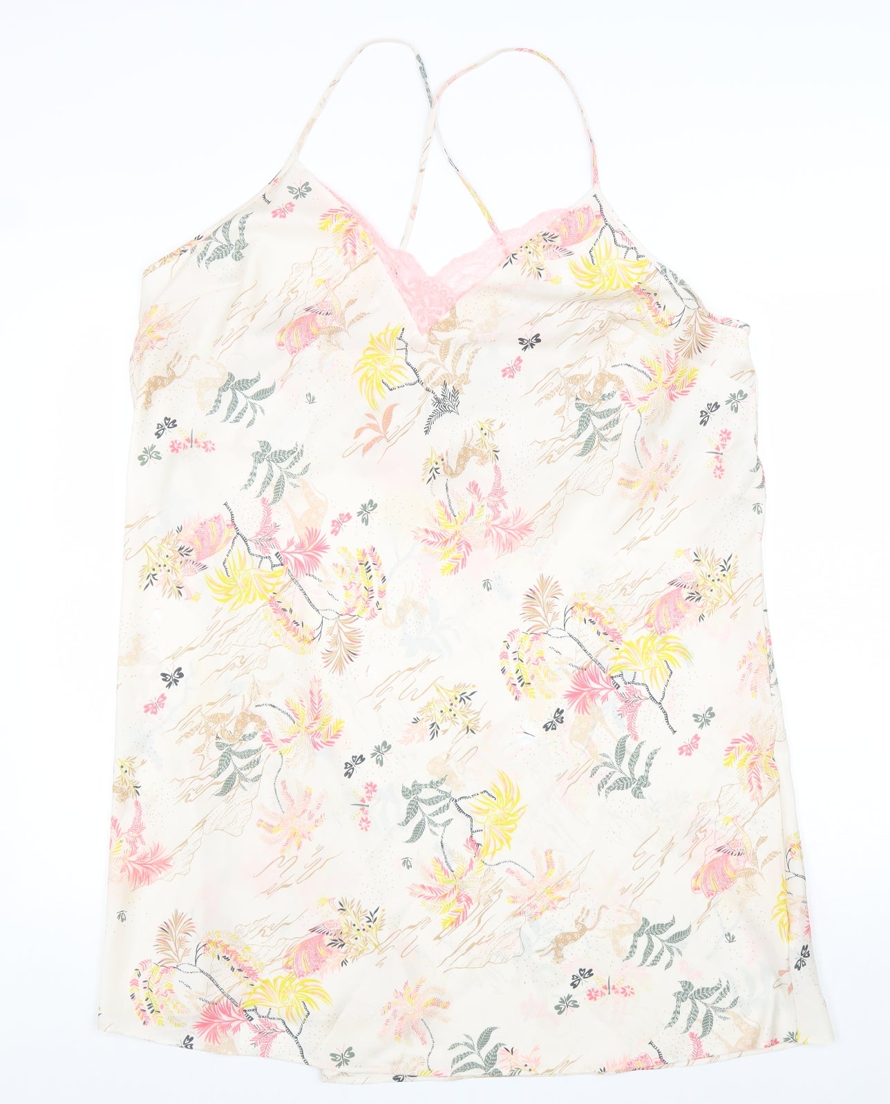 Marks and Spencer Womens Beige Geometric Polyester Basic Tank Size 24 Sweetheart - Lace detail