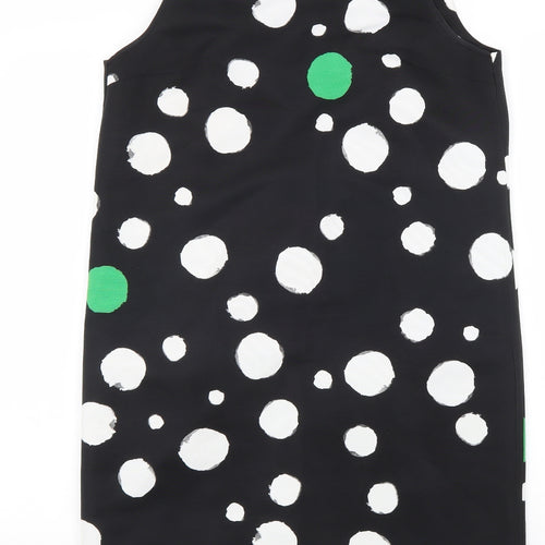 Penny Black Womens Black Polka Dot Polyester A-Line Size 12 Round Neck Zip