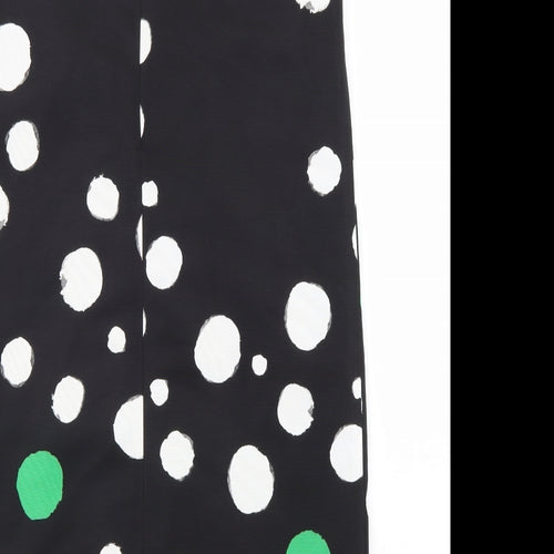 Penny Black Womens Black Polka Dot Polyester A-Line Size 12 Round Neck Zip