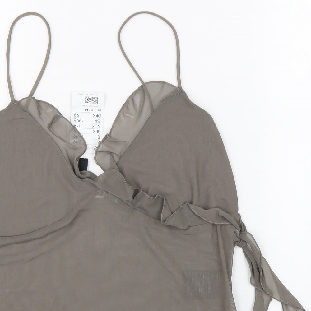 H&M Womens Grey Polyester Basic Tank Size M V-Neck