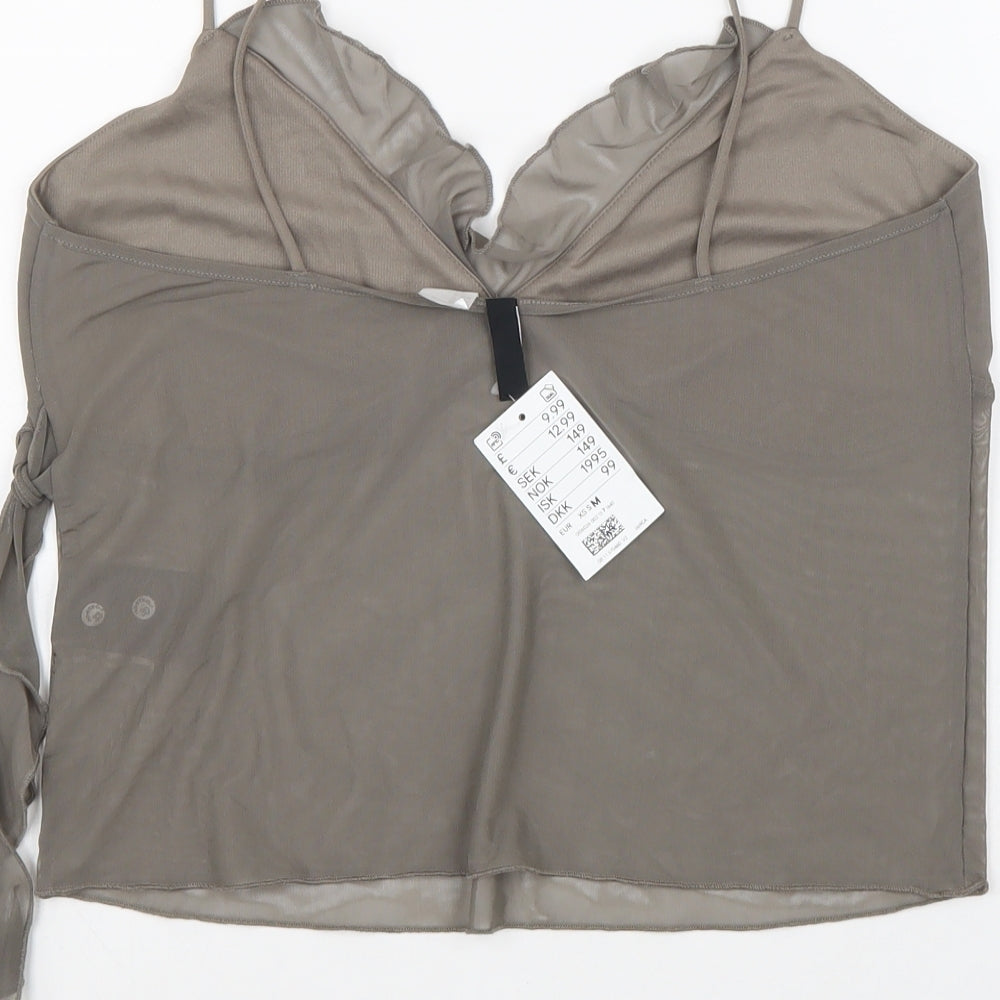 H&M Womens Grey Polyester Basic Tank Size M V-Neck