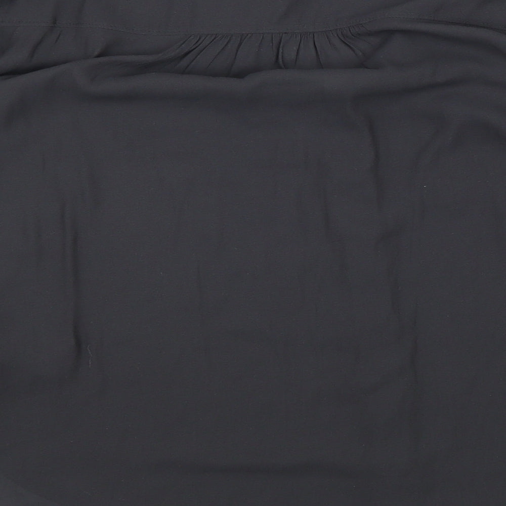 H&M Womens Black Polyester Basic Button-Up Size 12 V-Neck