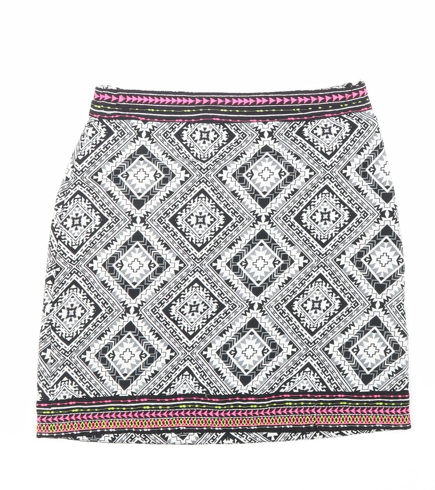 Atmosphere Womens Black Geometric Polyester Straight & Pencil Skirt Size 6 Zip