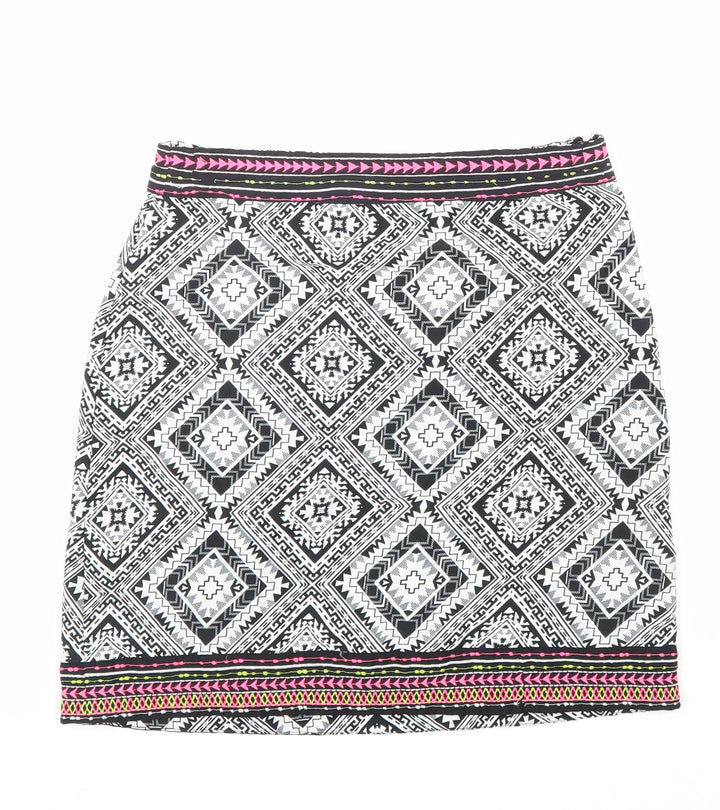 Atmosphere Womens Black Geometric Polyester Straight & Pencil Skirt Size 6 Zip