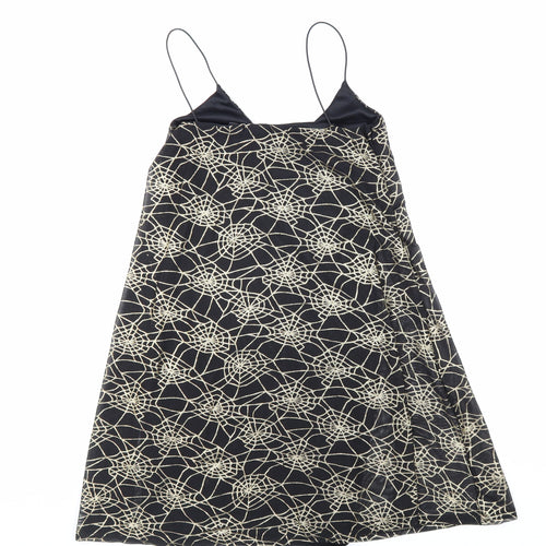 Nasty Gal Womens Black Geometric Polyester Slip Dress Size 8 V-Neck Pullover