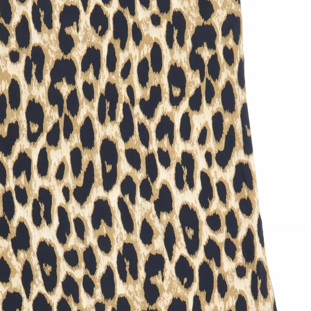 SheIn Womens Brown Animal Print Viscose Tank Dress Size L Round Neck Pullover - Leopard Pattern