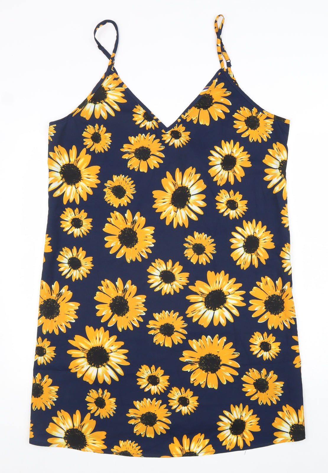 SheIn Womens Blue Floral Polyester Tank Dress Size XL V-Neck Pullover