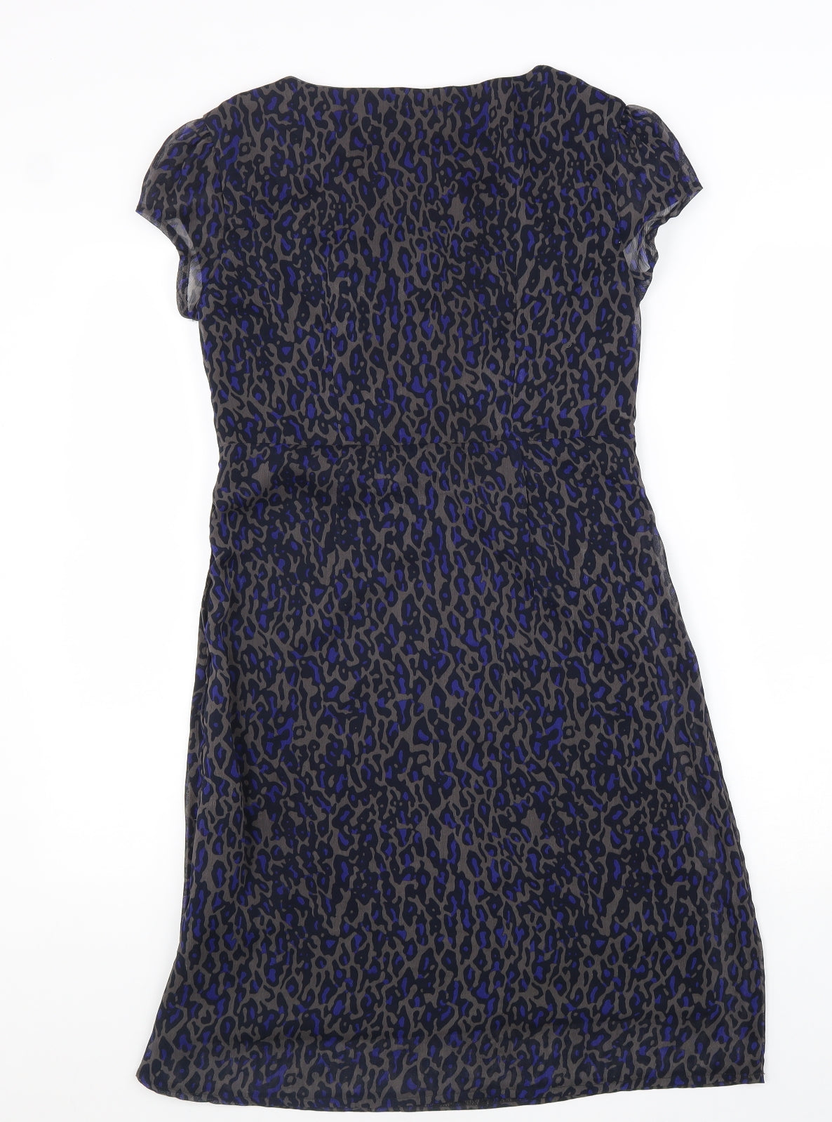 George Womens Blue Animal Print Polyester A-Line Size 10 Round Neck Zip - Leopard Pattern