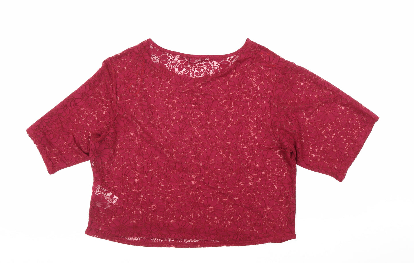 New Look Womens Red Viscose Basic T-Shirt Size 18 Boat Neck