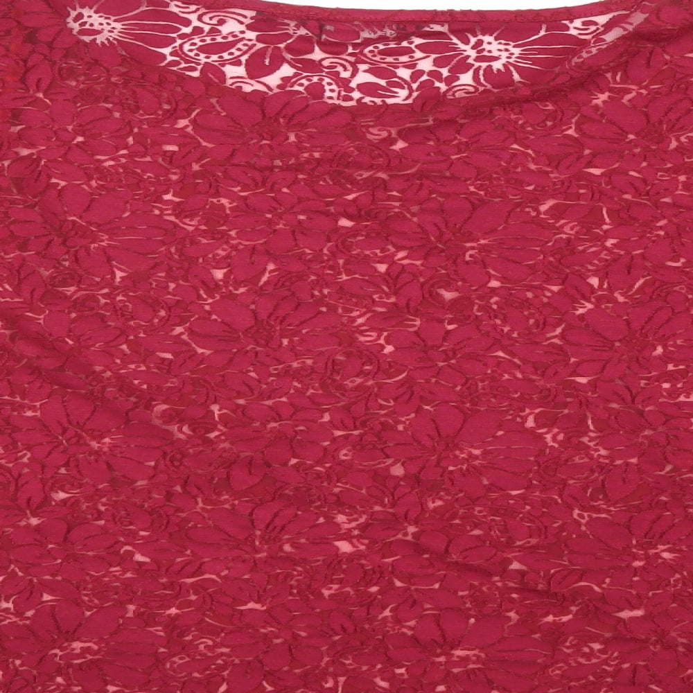 New Look Womens Red Viscose Basic T-Shirt Size 18 Boat Neck
