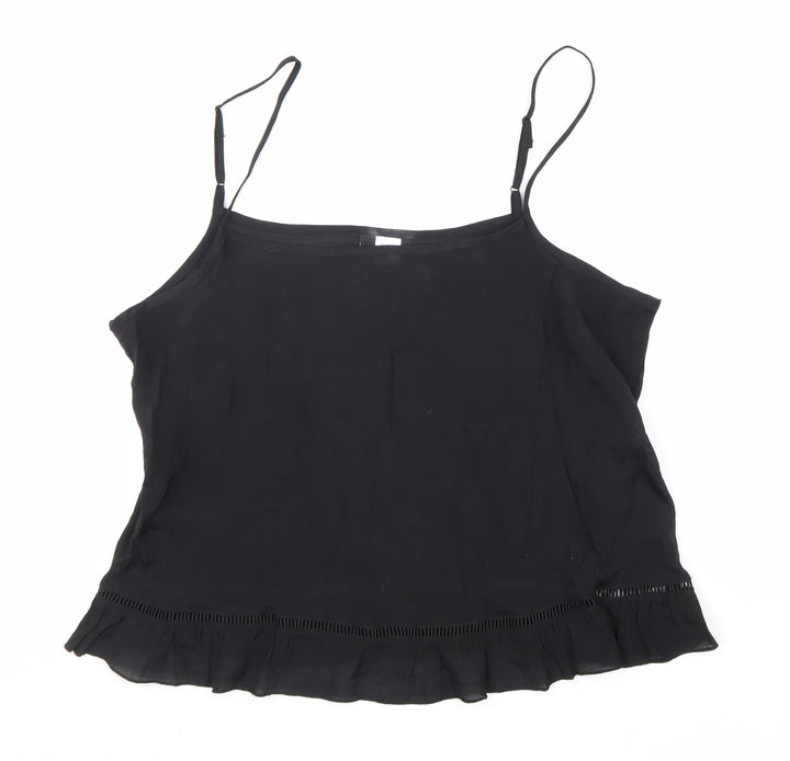 Divided Womens Black Polyester Camisole Tank Size 14 Square Neck