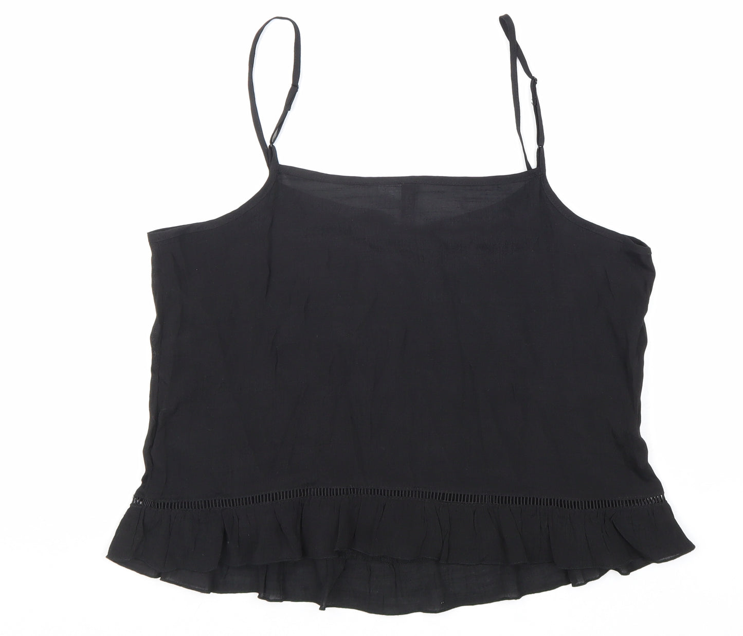 Divided Womens Black Polyester Camisole Tank Size 14 Square Neck