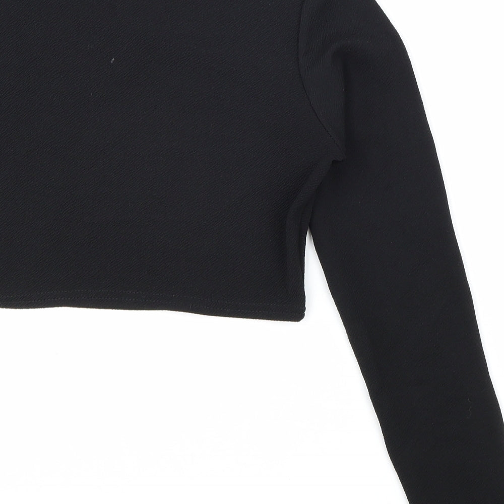 Boohoo Womens Black Polyester Cropped Blouse Size 14 One Shoulder - Cut Out