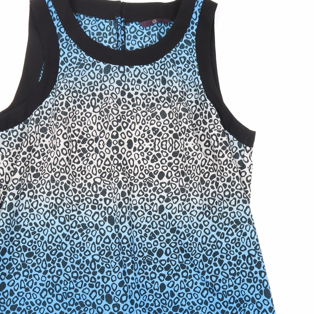 Evans Womens Blue Geometric Polyester A-Line Size 16 Round Neck Pullover