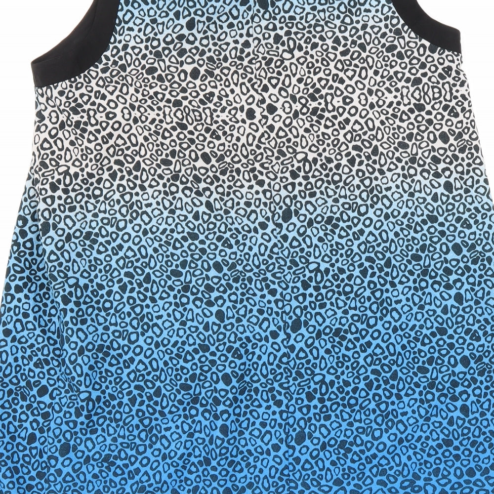 Evans Womens Blue Geometric Polyester A-Line Size 16 Round Neck Pullover