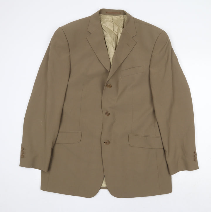Milan Mens Beige Wool Jacket Suit Jacket Size 42 Regular