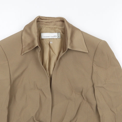 Country Casuals Womens Beige Jacket Blazer Size 8 Hook & Eye