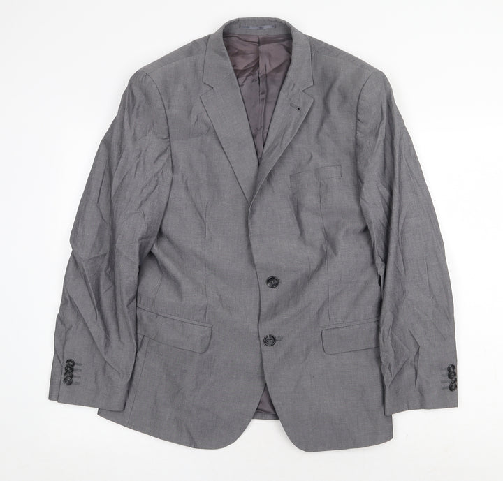 H&M Mens Grey Cotton Jacket Suit Jacket Size 38 Regular