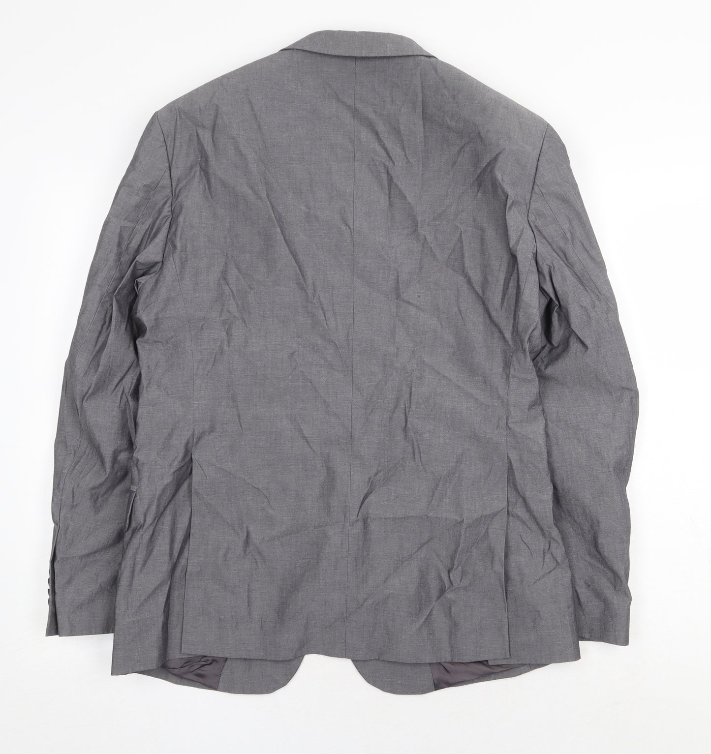 H&M Mens Grey Cotton Jacket Suit Jacket Size 38 Regular