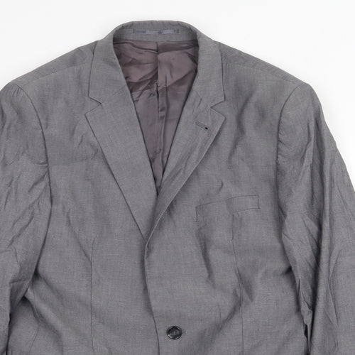 H&M Mens Grey Cotton Jacket Suit Jacket Size 38 Regular