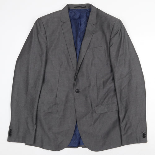 F&F Mens Grey Polyester Jacket Suit Jacket Size 40 Regular
