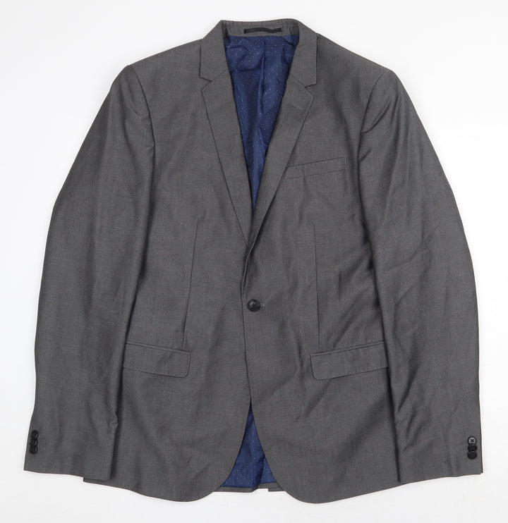 F&F Mens Grey Polyester Jacket Suit Jacket Size 40 Regular
