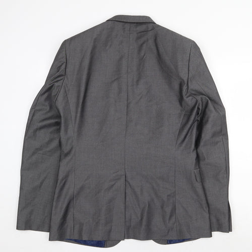 F&F Mens Grey Polyester Jacket Suit Jacket Size 40 Regular