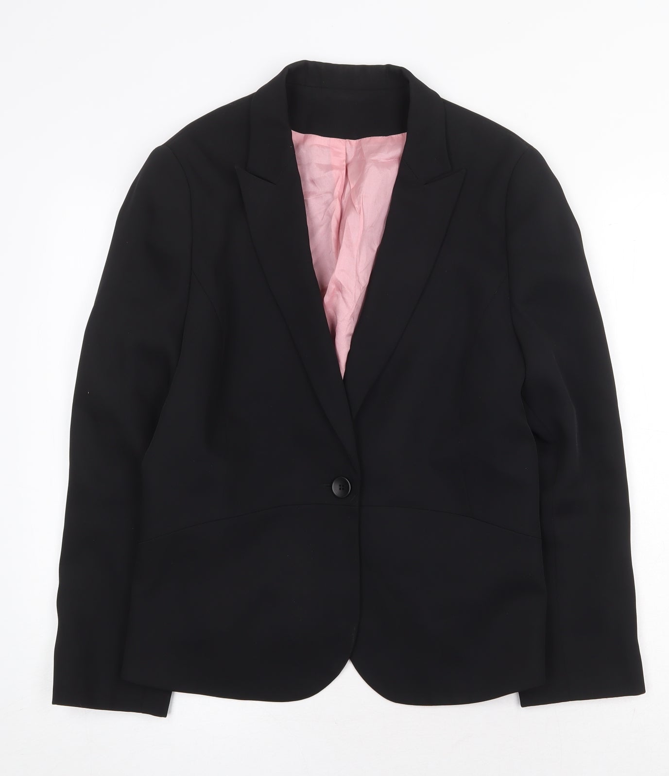 Preworn Womens Black Jacket Blazer Size 16 Button