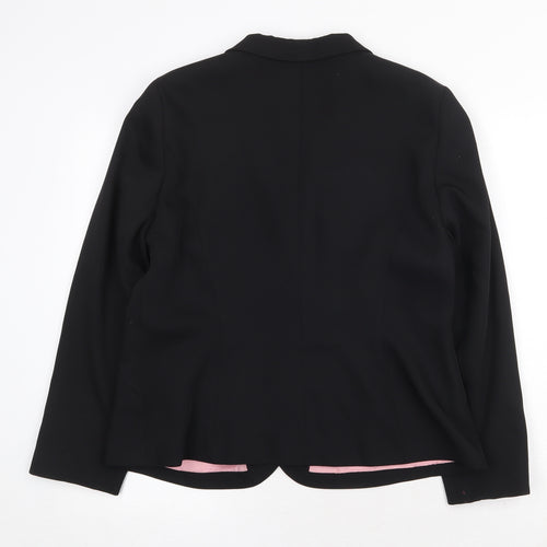 Preworn Womens Black Jacket Blazer Size 16 Button