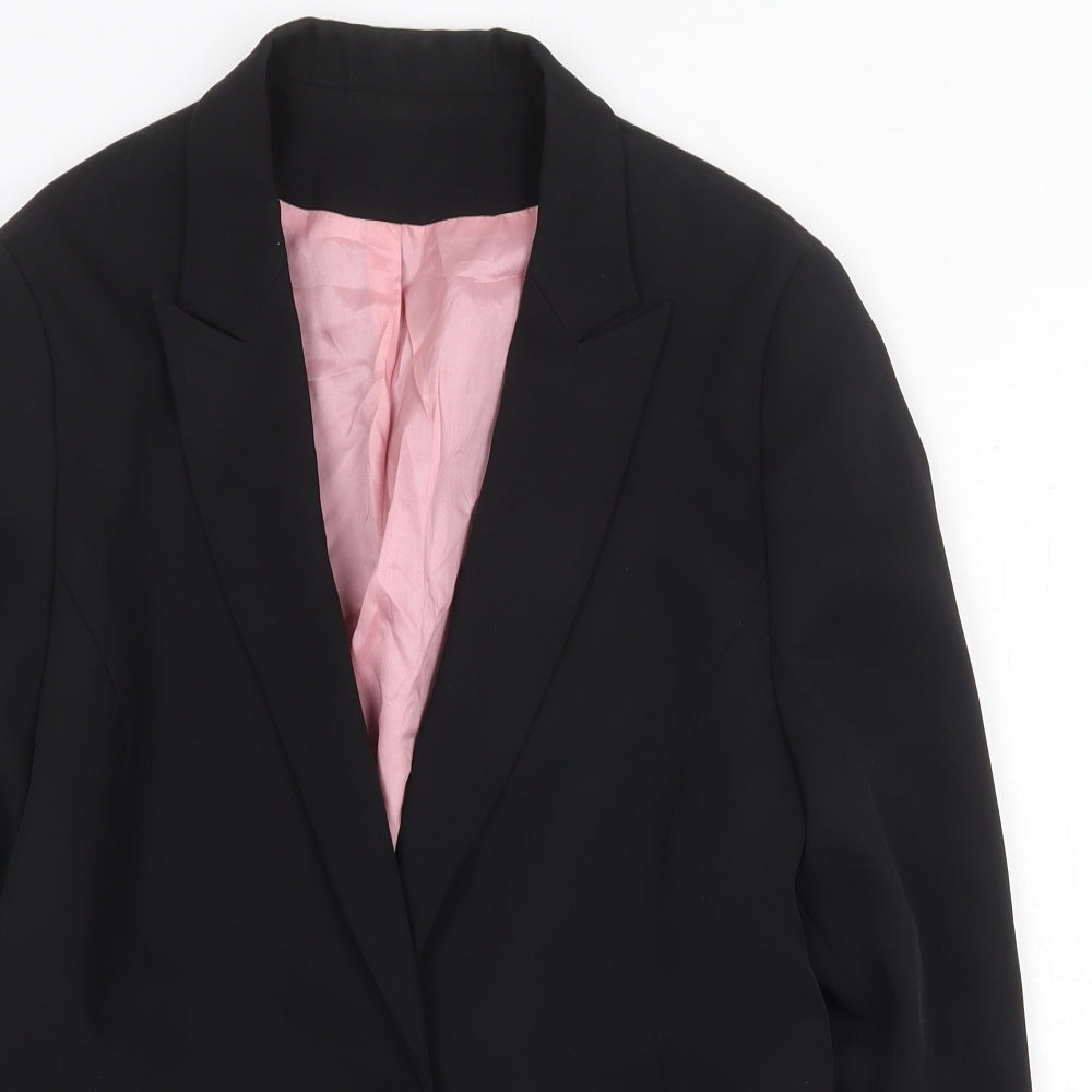 Preworn Womens Black Jacket Blazer Size 16 Button