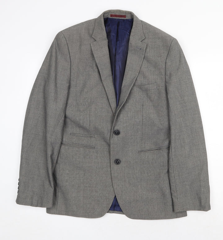 Burton Mens Grey Polyester Jacket Suit Jacket Size 38 Regular