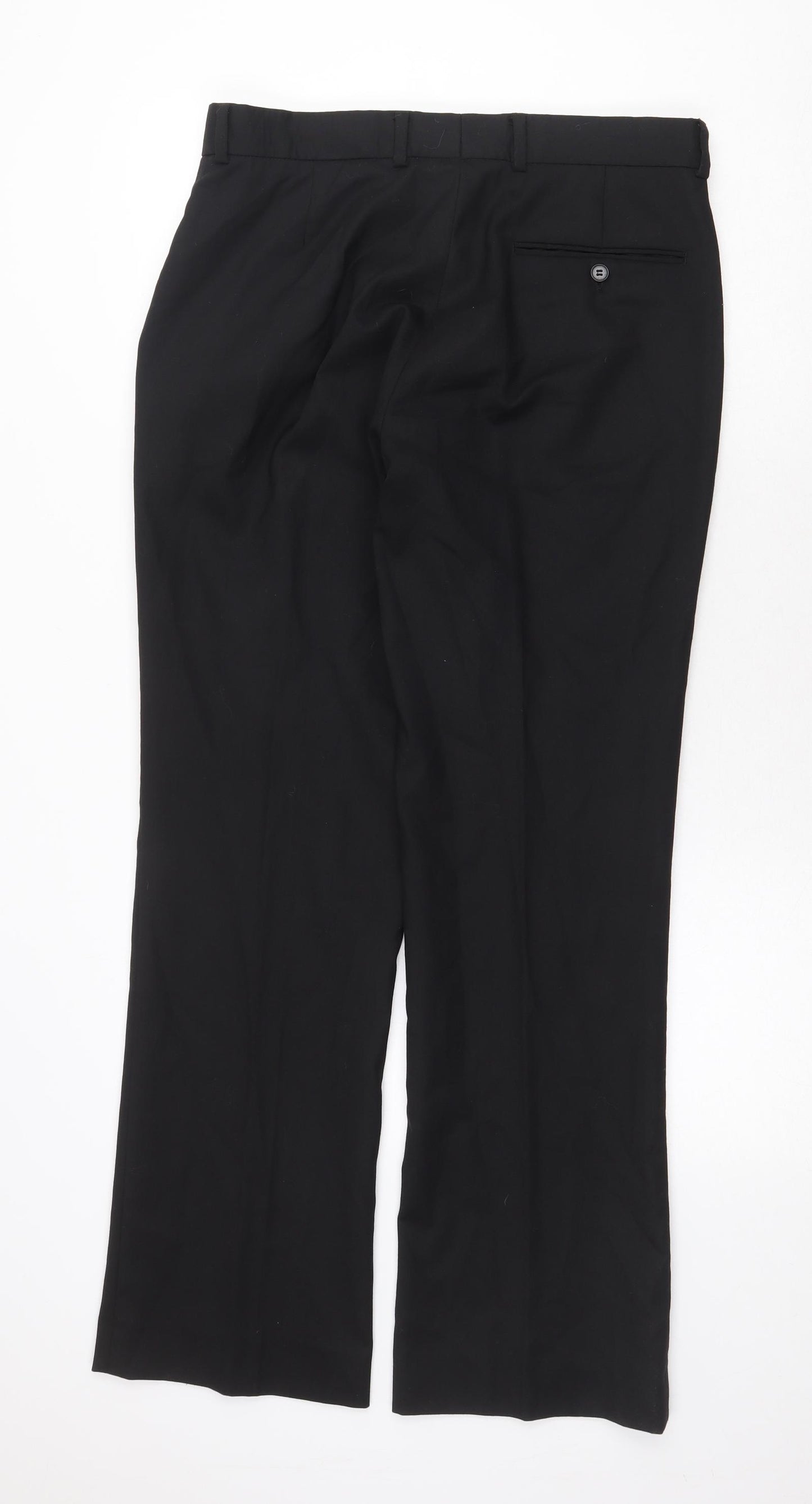 Preworn Mens Black Polyester Trousers Size 32 in Regular Zip