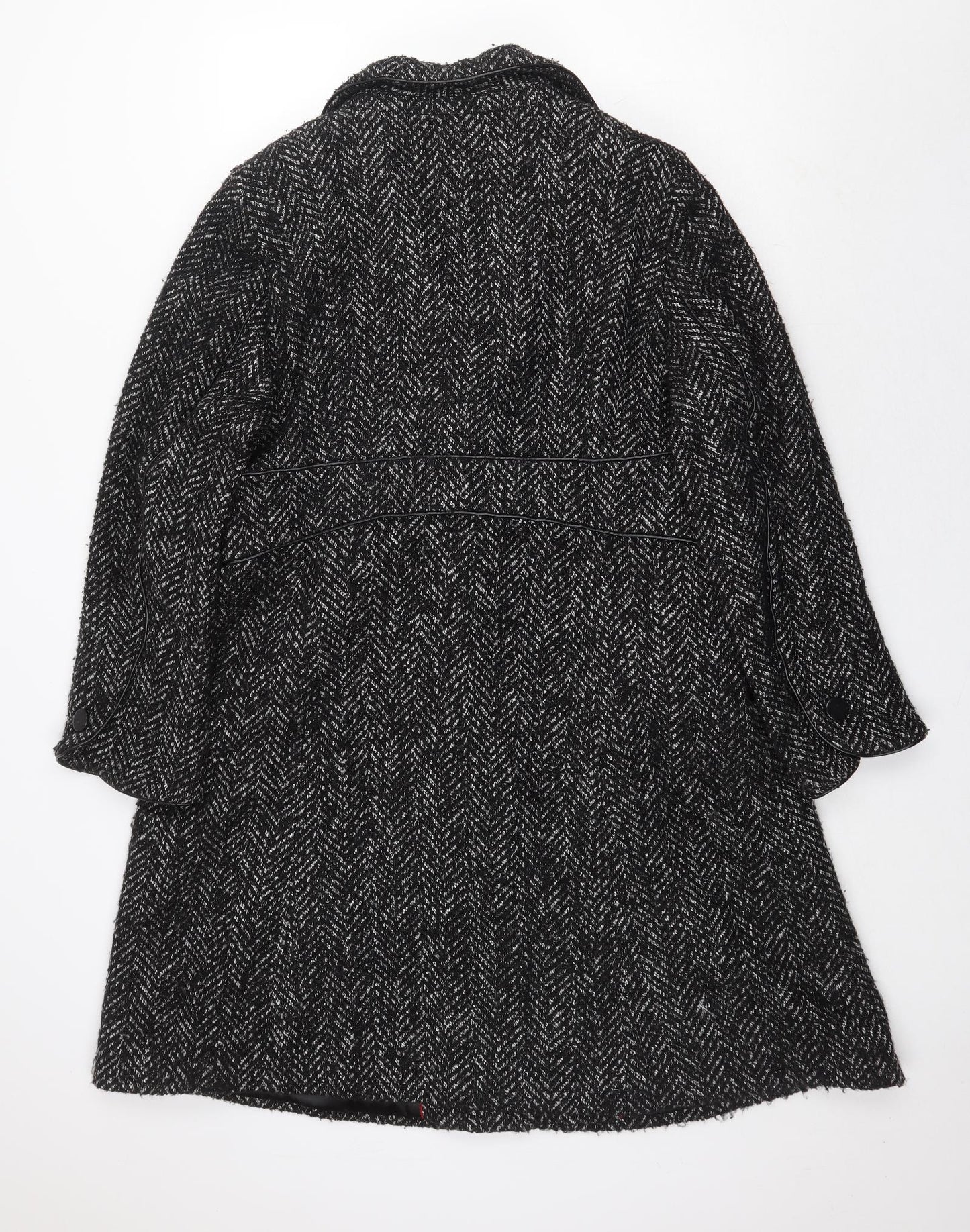 Marks and Spencer Womens Grey Herringbone Pea Coat Coat Size L Button
