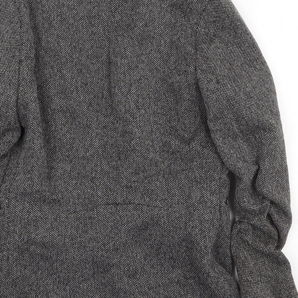 H&M Womens Grey Jacket Blazer Size 12 Button - Ruched Sleeves