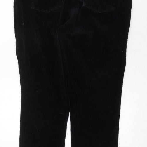 M&Co Womens Black Cotton Trousers Size 14 Regular Zip