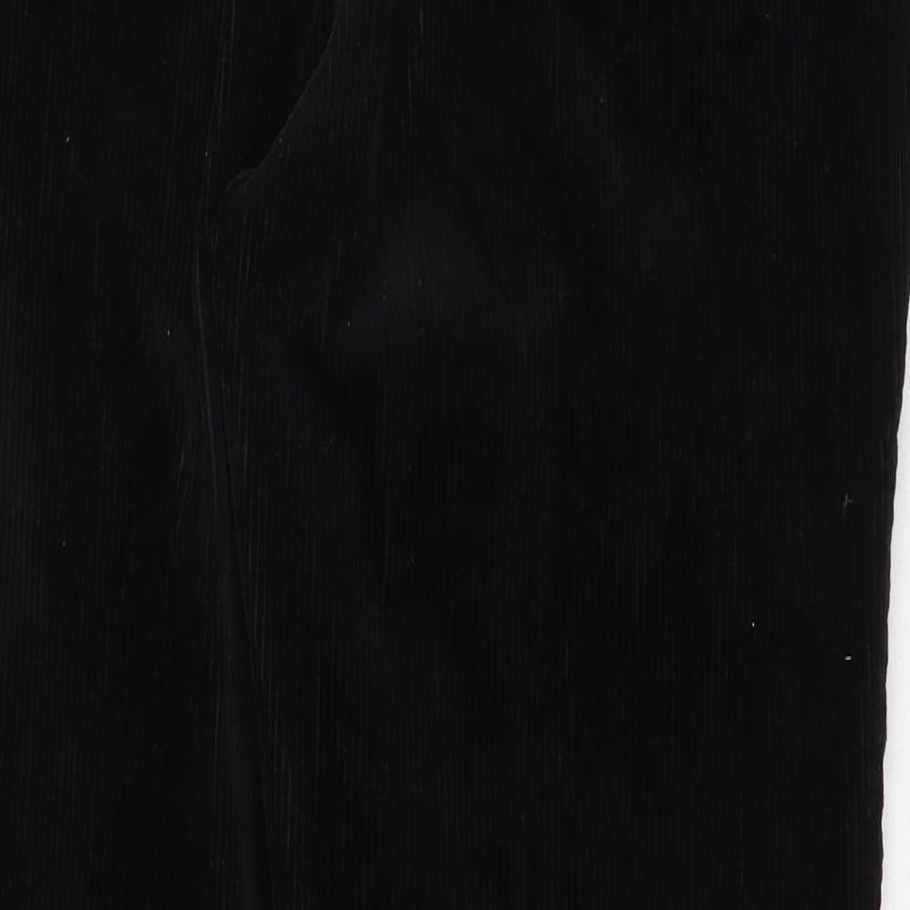 M&Co Womens Black Cotton Trousers Size 14 Regular Zip