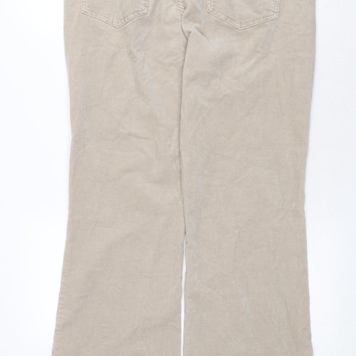 Marks and Spencer Womens Beige Cotton Trousers Size 14 Regular Zip