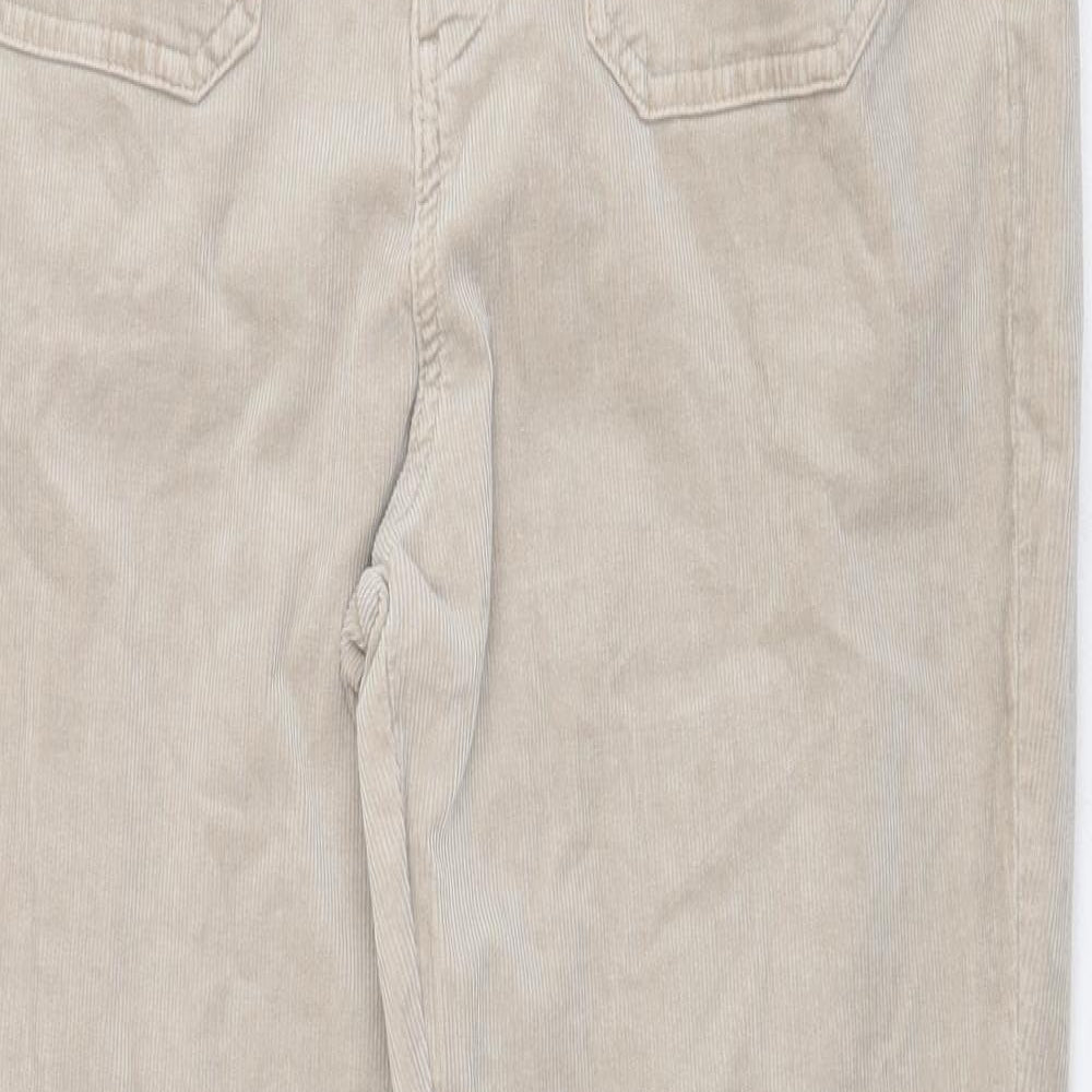Marks and Spencer Womens Beige Cotton Trousers Size 14 Regular Zip