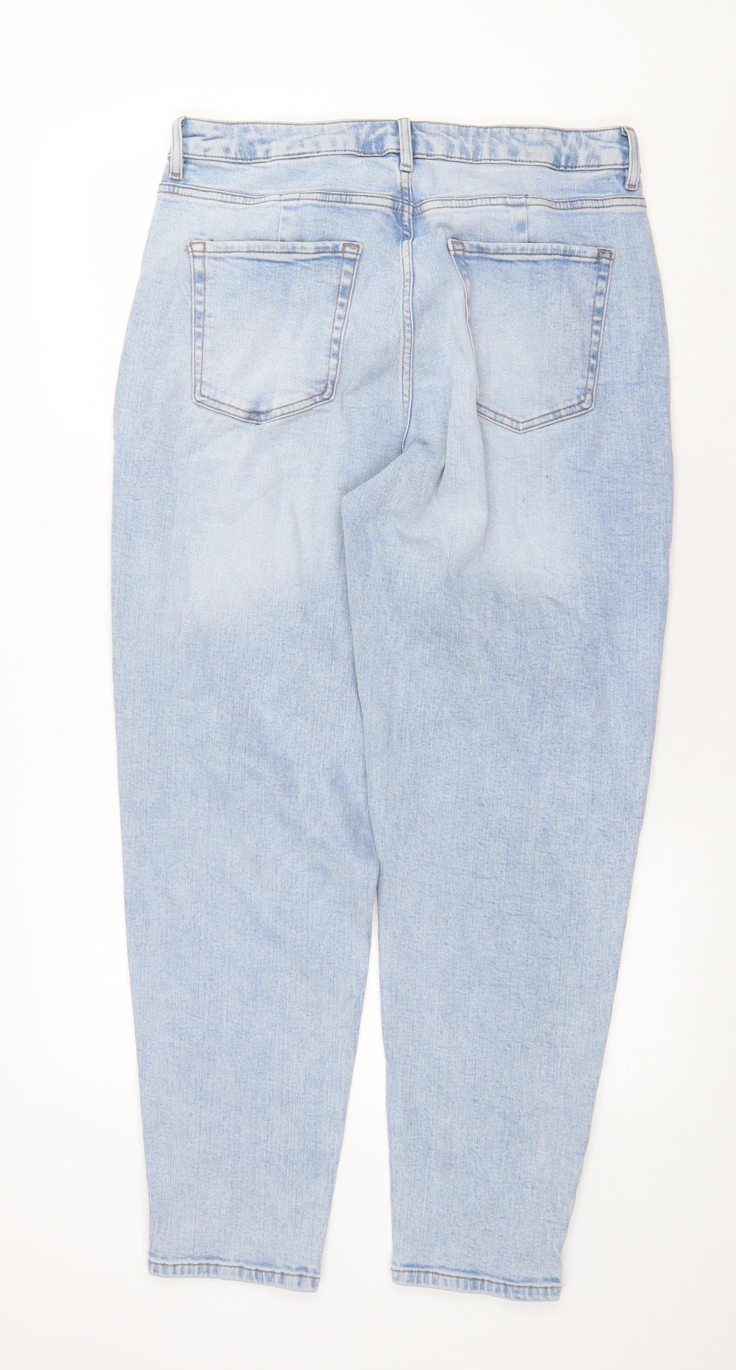 Marks and Spencer Womens Blue Cotton Straight Jeans Size 14 Regular Zip