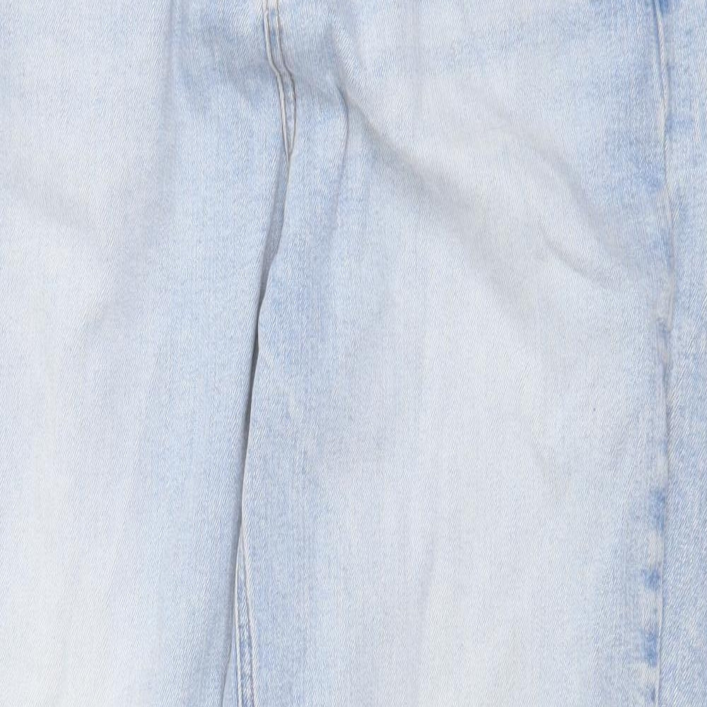 Marks and Spencer Womens Blue Cotton Straight Jeans Size 14 Regular Zip