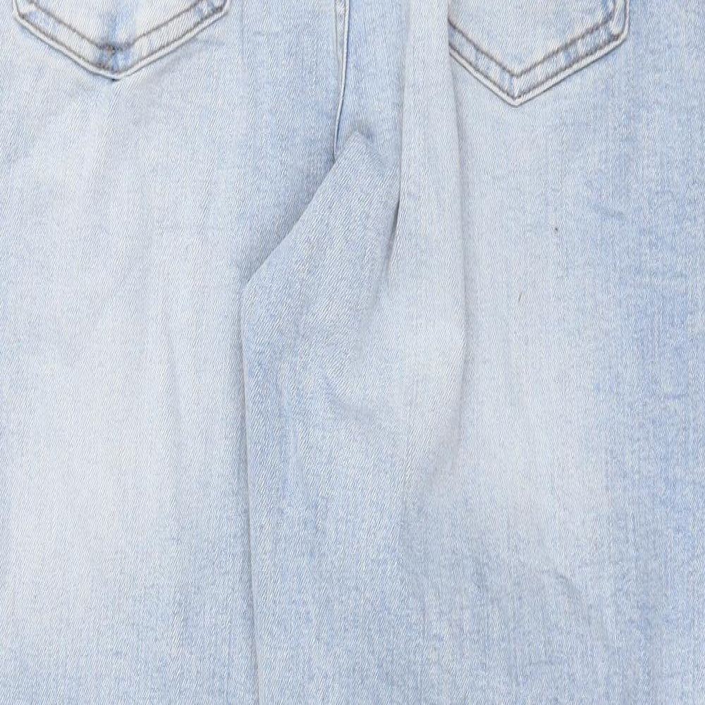 Marks and Spencer Womens Blue Cotton Straight Jeans Size 14 Regular Zip