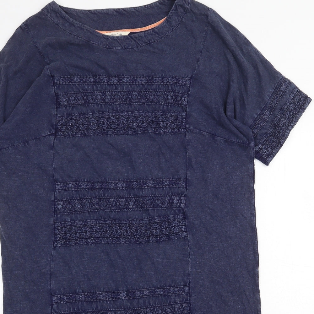 White Stuff Womens Blue Cotton A-Line Size 14 Round Neck Pullover