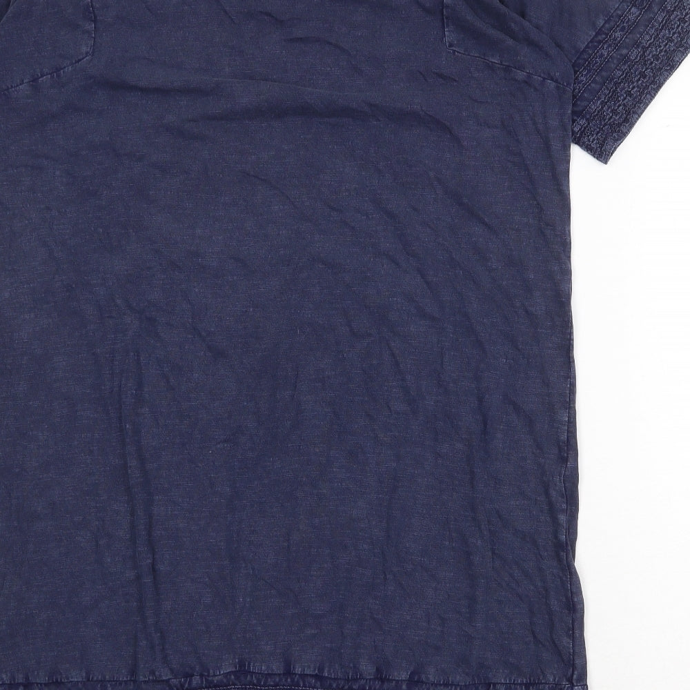 White Stuff Womens Blue Cotton A-Line Size 14 Round Neck Pullover