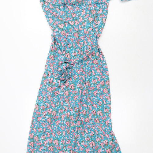 Boohoo Womens Green Floral Polyester Jumpsuit One-Piece Size 8 Zip
