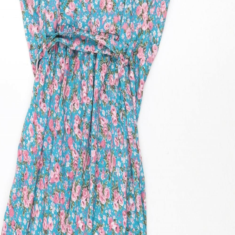 Boohoo Womens Green Floral Polyester Jumpsuit One-Piece Size 8 Zip