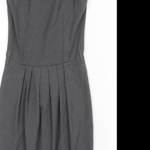 New Look Womens Grey Polyester A-Line Size 6 Cowl Neck Zip