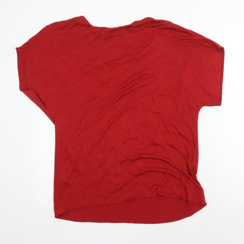 Marks and Spencer Womens Red Viscose Basic Blouse Size 10 Round Neck